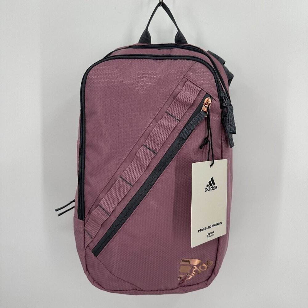 adidas Prime Sling Backpack Orchid Purple Large School Bag Fits Laptop/Tablet - Picture 1 of 16